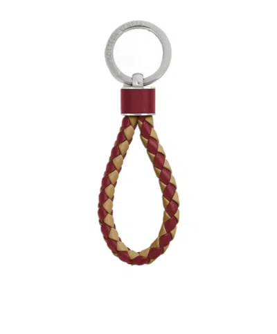 Bottega Veneta Woven Pattern Key Ring In Red