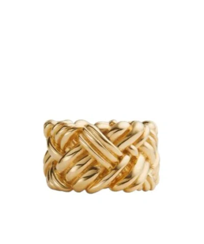 Bottega Veneta Woven Pattern Ring In Golden