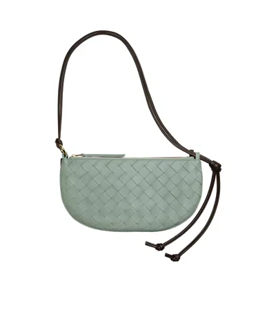 Bottega Veneta Woven Pattern Shoulder Bag In New Sauge  Fondant  & Muse Brass