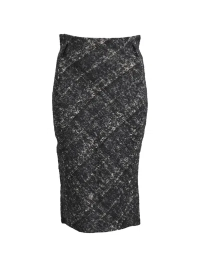 Pre-owned Bottega Veneta Woven Pencil Skirt In Black