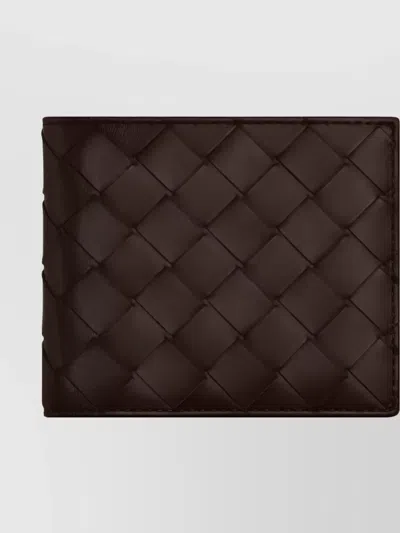 Bottega Veneta Woven Quilted Bi-fold Wallet In Brown