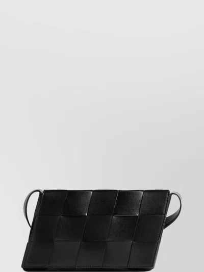Bottega Veneta Woven Rectangular Clutch Adjustable Strap In Black