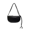 Bottega Veneta Mini Intrecciato Pattern Handbag With Detachable Pouch In Black