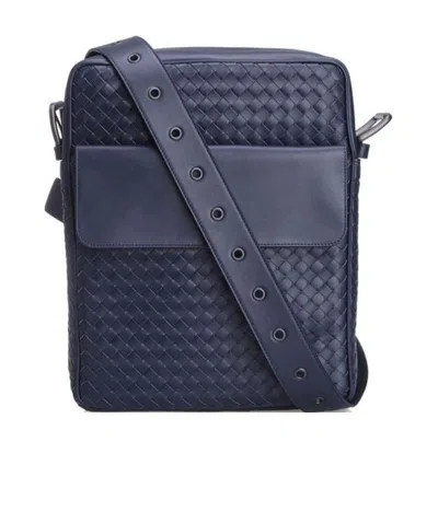 Bottega Veneta Woven Shoulder Bag In Blue