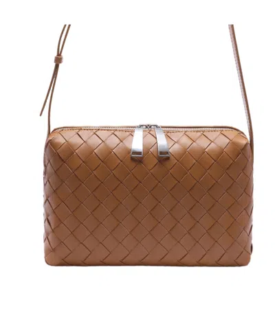 Bottega Veneta Woven Shoulder Bag In Brown