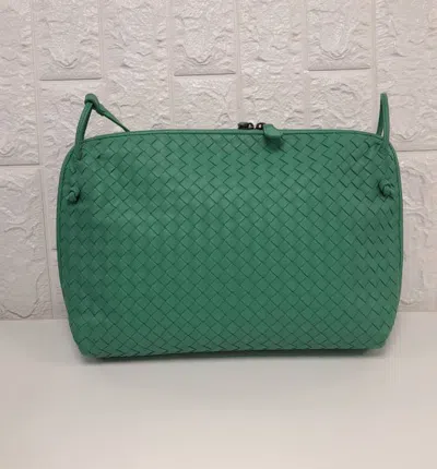 Bottega Veneta Woven Shoulder Bag In Green