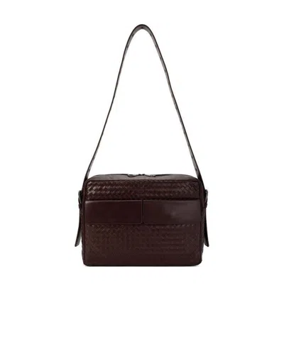 Bottega Veneta Woven Shoulder Bag In Red