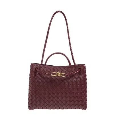 Bottega Veneta Woven Shoulder Bag In Wine Red
