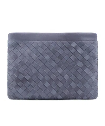 Bottega Veneta Woven Texture Clutch In Gray