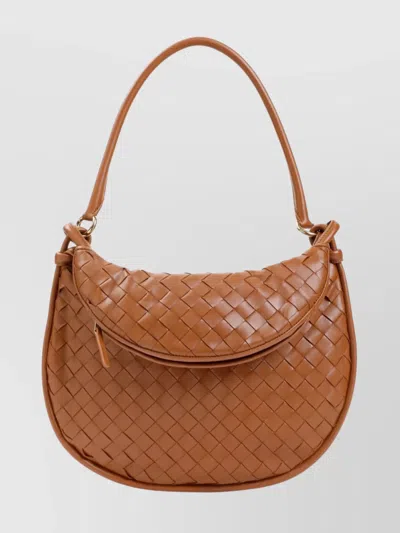 Bottega Veneta Woven Top Handle Shoulder Bag In Metallic