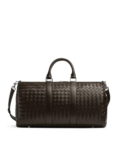 Bottega Veneta Woven Travel Bag In Brown