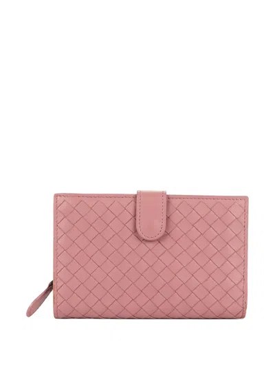 Pre-owned Bottega Veneta Woven Wallet In Pink