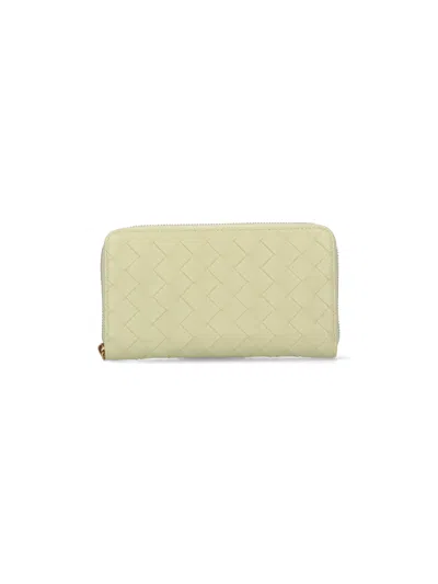 Bottega Veneta Woven Zip Wallet In Yellow