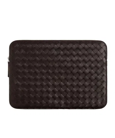Bottega Veneta Woven Zipper File Bag In Black