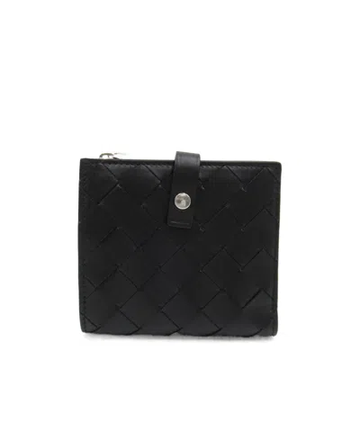 Bottega Veneta Woven Zipper Wallet In Black