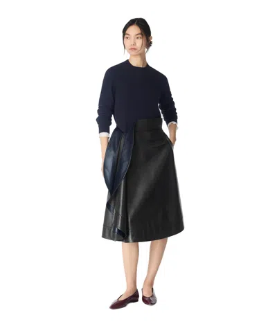Bottega Veneta Ausgestellter Lederrock In Black