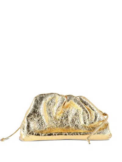 Pre-owned Bottega Veneta Wrinkled Leather Pouch In Gold