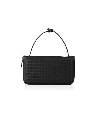 Bottega Veneta Wristband Braided Wallet In Black