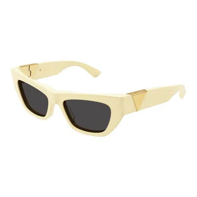 Bottega Veneta Yellow Acetate Sunglasses In Neutral