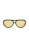 Bottega Veneta Yellow Aviator-frame Sunglasses
