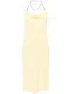 Bottega Veneta Chain-detailed Ribbed-knit Midi Halter Dress In Yellow