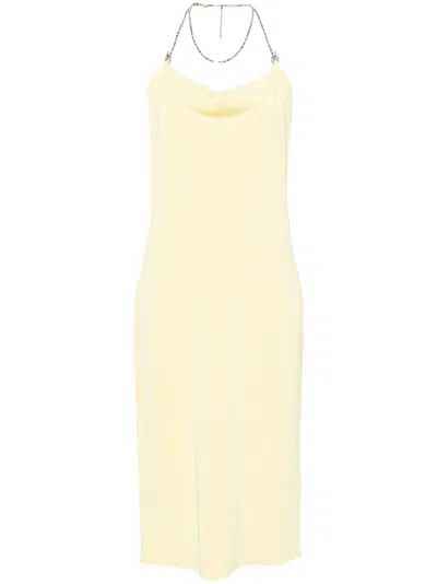 Bottega Veneta Yellow Chain Draped Midi Dress