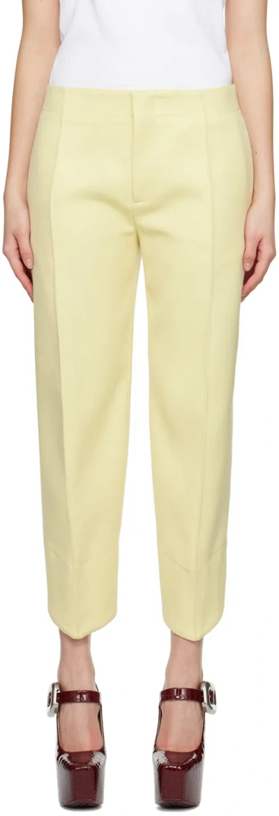 Bottega Veneta Mid-rise Curved Wool Pants In 7112 Camomile