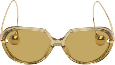 Bottega Veneta Yellow Drop Squared Sunglasses In Neutral