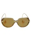Bottega Veneta Yellow-gold-brown Recycled Acetate Sunglasses In Brown