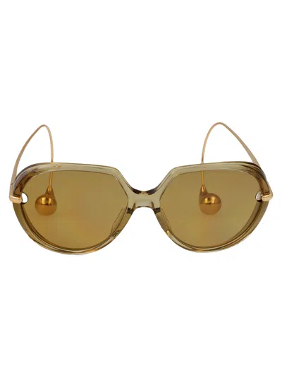 Bottega Veneta Yellow-gold-brown Recycled Acetate Sunglasses