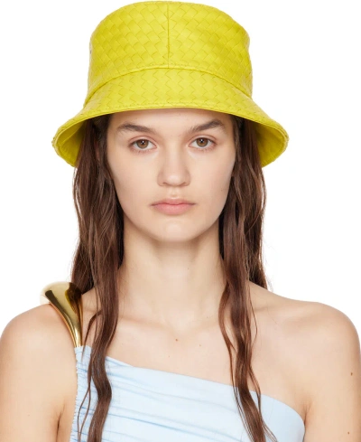 Bottega Veneta Yellow Intrecciato Bucket Hat In 7193 Lighthouse