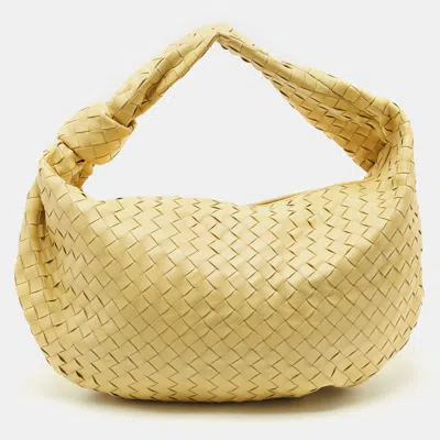 Pre-owned Bottega Veneta Yellow Intrecciato Leather Medium Jodie Hobo