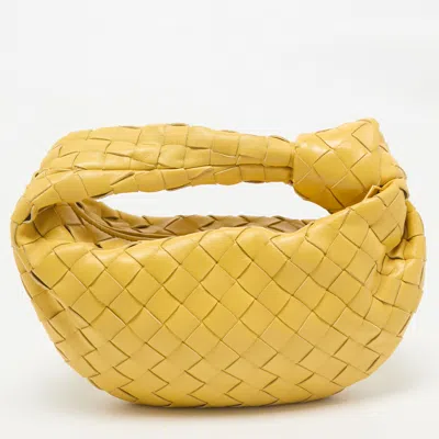 Pre-owned Bottega Veneta Yellow Intrecciato Leather Mini Jodie Hobo