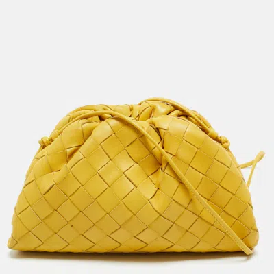 Pre-owned Bottega Veneta Yellow Intrecciato Leather Mini The Pouch Bag