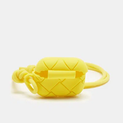 Pre-owned Bottega Veneta Yellow Intrecciato Rubber Airpods Pro Case
