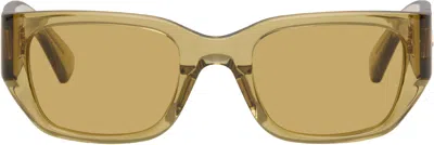 Bottega Veneta Yellow Intrecciato Square Sunglasses In Green