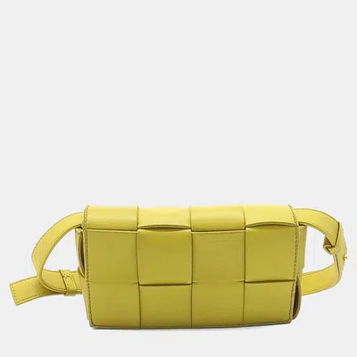 Pre-owned Bottega Veneta Yellow Leather Cassette Belt Bag