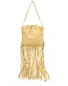 Bottega Veneta Yellow Leather Fringe Pouch (authentic Pre-loved) In Nude