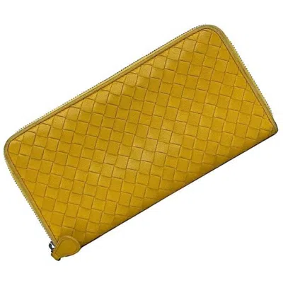 Pre-owned Bottega Veneta Yellow Leather Long Wallet (bi-fold) ()