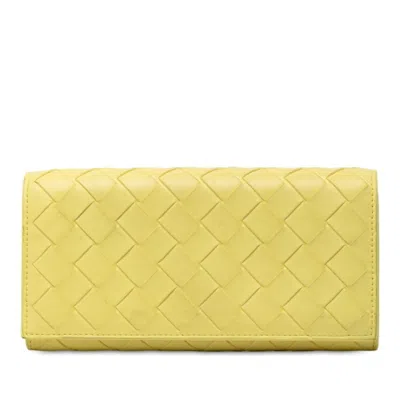 Pre-owned Bottega Veneta Yellow Leather Long Wallet (bi-fold) ()