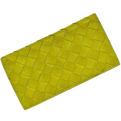 Pre-owned Bottega Veneta Yellow Leather Long Wallet (bi-fold) ()