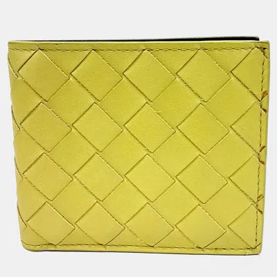Pre-owned Bottega Veneta Yellow Leather Mesh Wallet