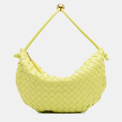 Pre-owned Bottega Veneta Yellow Medium Lambskin Intrecciato Turn Pouch