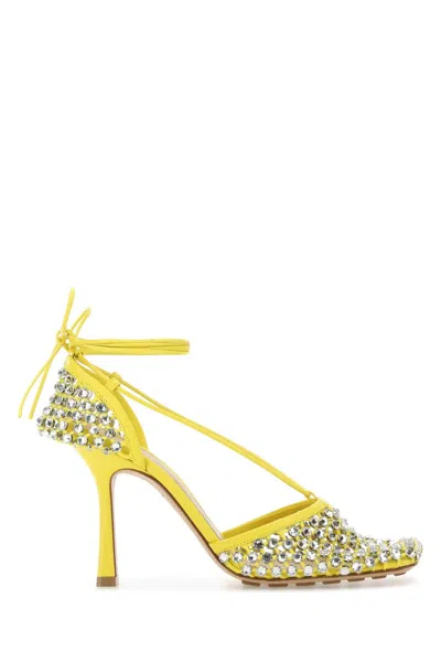 Bottega Veneta Yellow Mesh Stretch Sandals