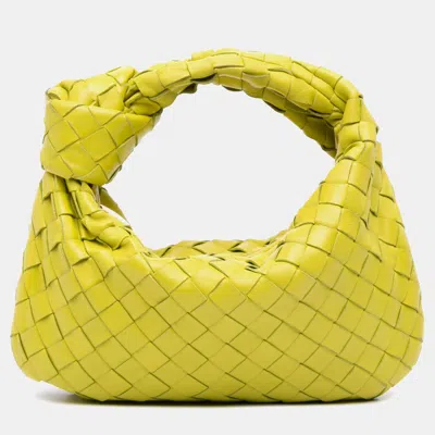 Pre-owned Bottega Veneta Yellow Mini Nappa Intrecciato Jodie