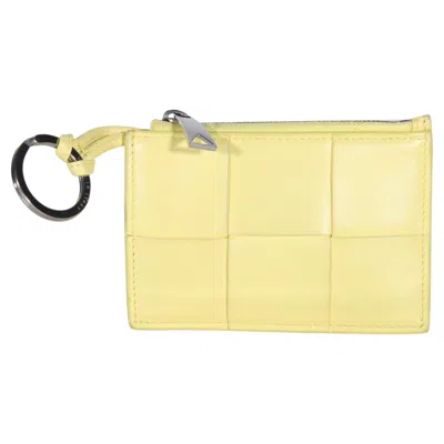Pre-owned Bottega Veneta Yellow Nappa Cassette Zip Card Holder