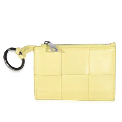 Pre-owned Bottega Veneta Yellow Nappa Cassette Zip Card Holder