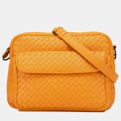 Pre-owned Bottega Veneta Yellow Nappa Intrecciato Front Pocket Messenger Bag