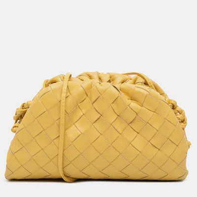 Pre-owned Bottega Veneta Yellow Nappa Intrecciato The Mini Pouch Crossbody
