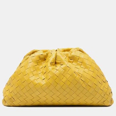 Pre-owned Bottega Veneta Yellow Nappa Intrecciato The Pouch